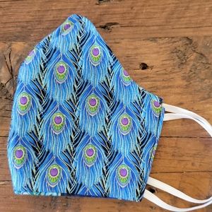 2 in 1 Reversible Peacock cotton Handmade facemask